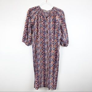 Tucker NYC Silk Ikat Southwestern Midi Dress Small